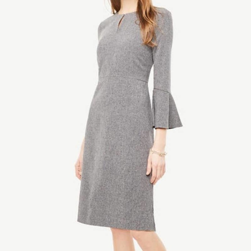 Ann Taylor Gray Bell Sleeve Shift Dress Size 16